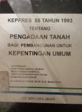 KEPUTUSAN PRESIDEN NOMOR 55 TAHUN 1993 TENTANG PENGADAAN TANAH BAGI PEMBANGUNAN UNTUK KEPENTINGAN UMUM. DILENGKAPI DENGAN KEPUTUSAN KEPALA BADAN PERTANAHAN NASIONAL TENTANG SUSUNAN DAN TUGAS PEMERIKSAAN TANAH. KLASIFIKASI PAJAK BUMI DAN BANGUNAN