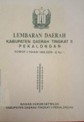 LEMBARAN DAERAH KABUPATEN DAERAH TINGKAT II PEKALONGAN NOMOR 3 TAHUN 1998 SERI D NO. 1