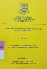 LEMBARAN DAERAH KABUPATEN PURBALINGGA TAHUN 2012 NOMOR 19