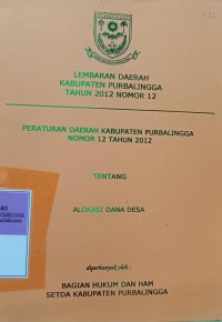 LEMBARAN DAERAH KABUPATEN PURBALINGGA TAHUN 2012 NOMOR 12