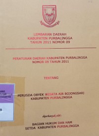 LEMBARAN DAERAH KABUPATEN PURBALINGGA TAHUN 2011 NOMOR 09