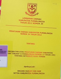 LEMBARAN DAERAH KABUPATEN PURBALINGGA TAHUN 2012 NOMOR 34