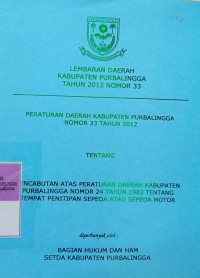 LEMBARAN DAERAH KABUPATEN PURBALINGGA TAHUN 2012 NOMOR 33