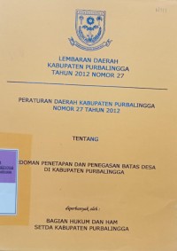 LEMBARAN DAERAH KABUPATEN PURBALINGGA TAHUN 2012 NOMOR 27