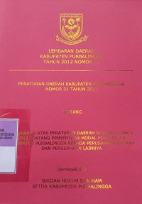 LEMBARAN DAERAH KABUPATEN PURBALINGGA TAHUN 2012 NOMOR 31