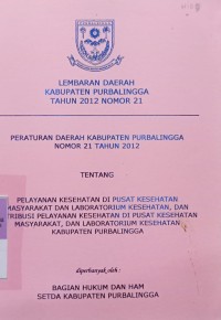 LEMBARAN DAERAH KABUPATEN PURBALINGGA TAHUN 2012 NOMOR 21