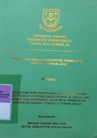 LEMBARAN DAERAH KABUPATEN PURBALINGGA TAHUN 2012 NOMOR 25