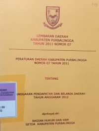 LEMBARAN DAERAH KABUPATEN PURBALINGGA TAHUN 2011 NOMOR 07