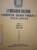 LEMBARAN DAERAH KABUPATEN DAERAH TINGKAT II PEKALONGAN SERI D NOMOR 15 TAHUN 1992
