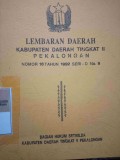 LEMBARAN DAERAH KABUPATEN DAERAH TINGKAT II PEKALONGAN NOMOR 18 TAHUN 1992 SERI D NO. 9