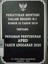 PERATURAN MENTERI DALAM NEGERI RI NOMOR 33 TAHUN 2019 TENTANG PEDOMAN APBD TA 2020