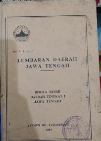LEMBARAN DAERAH JAWA TENGAH BERITA RESMI DAERAH TINGKAT 1 JAWA TENGAH